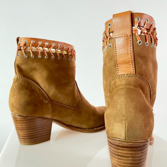 Rustic Glam! Rag & Bone 'The Mercer' Western Boot w Coral Grommet Woven Upper - Picture 5 of 6